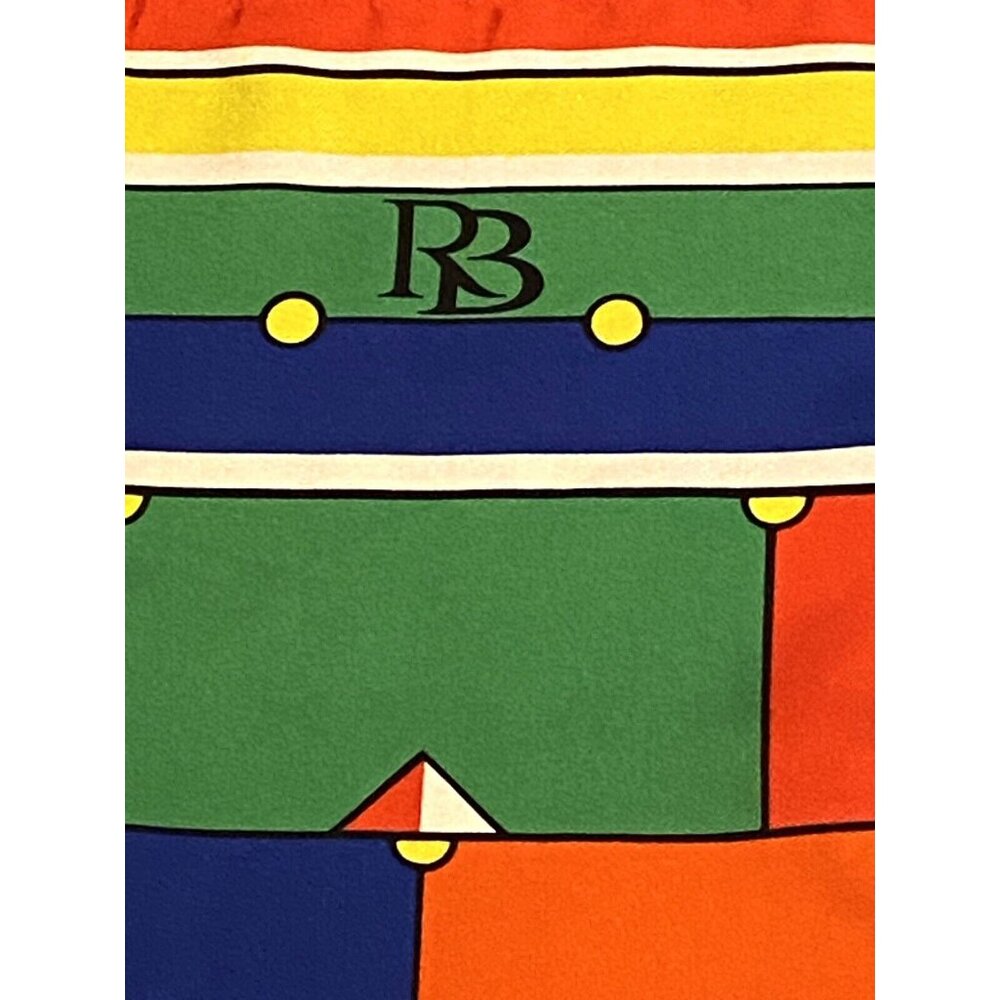 Vintage Ruggiero Bignardi Italy Signed Women’s Square Silk Scarf Geometric 36” - Picture 7 of 10